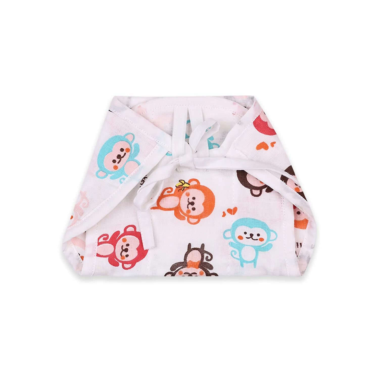Organic Cotton Printed Muslin Nappies | Jungle, Monkey & Cat | Pack of 3 - Image 4