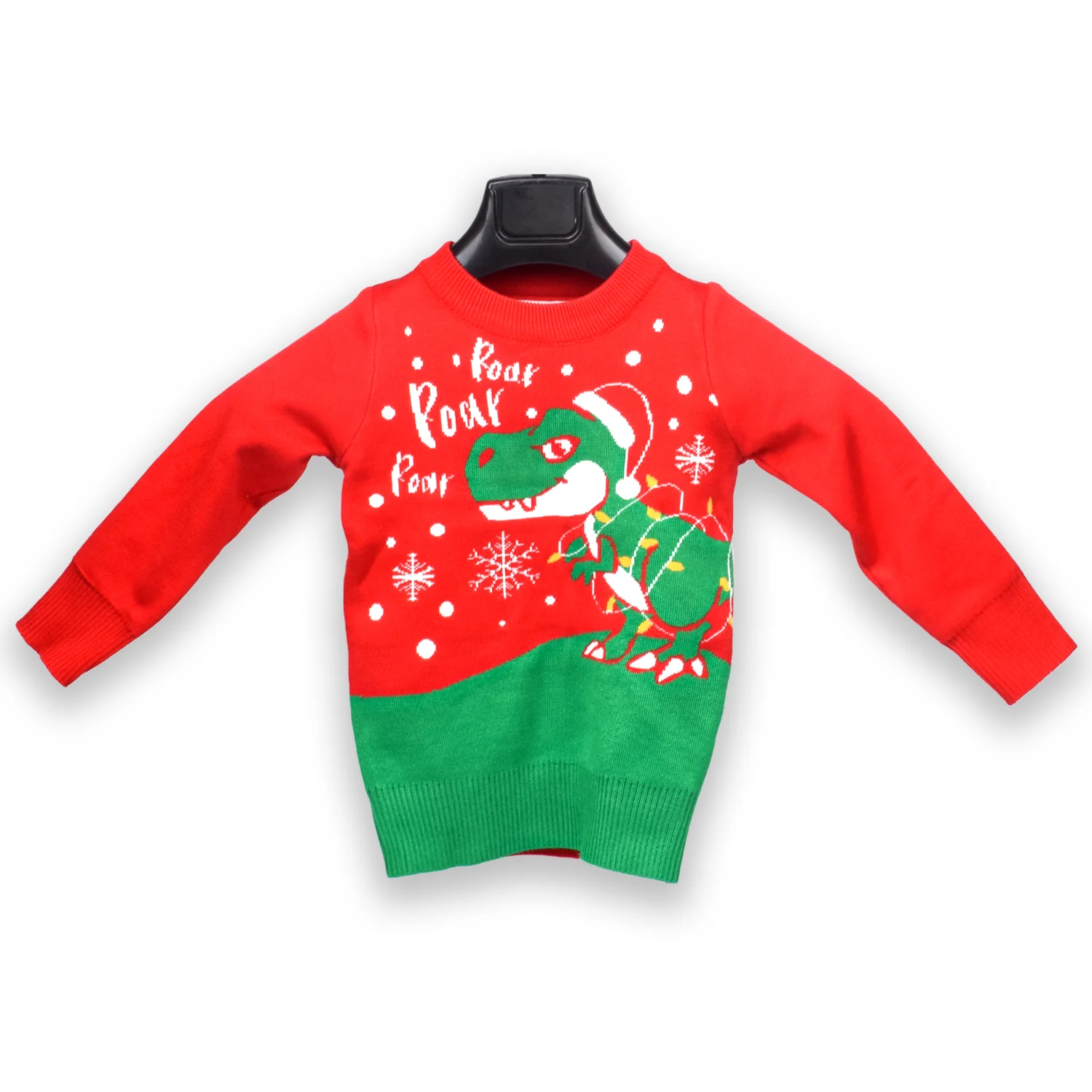 Organic Cotton Unisex Baby Winter Sweaters Dinosaur Red - Image 4