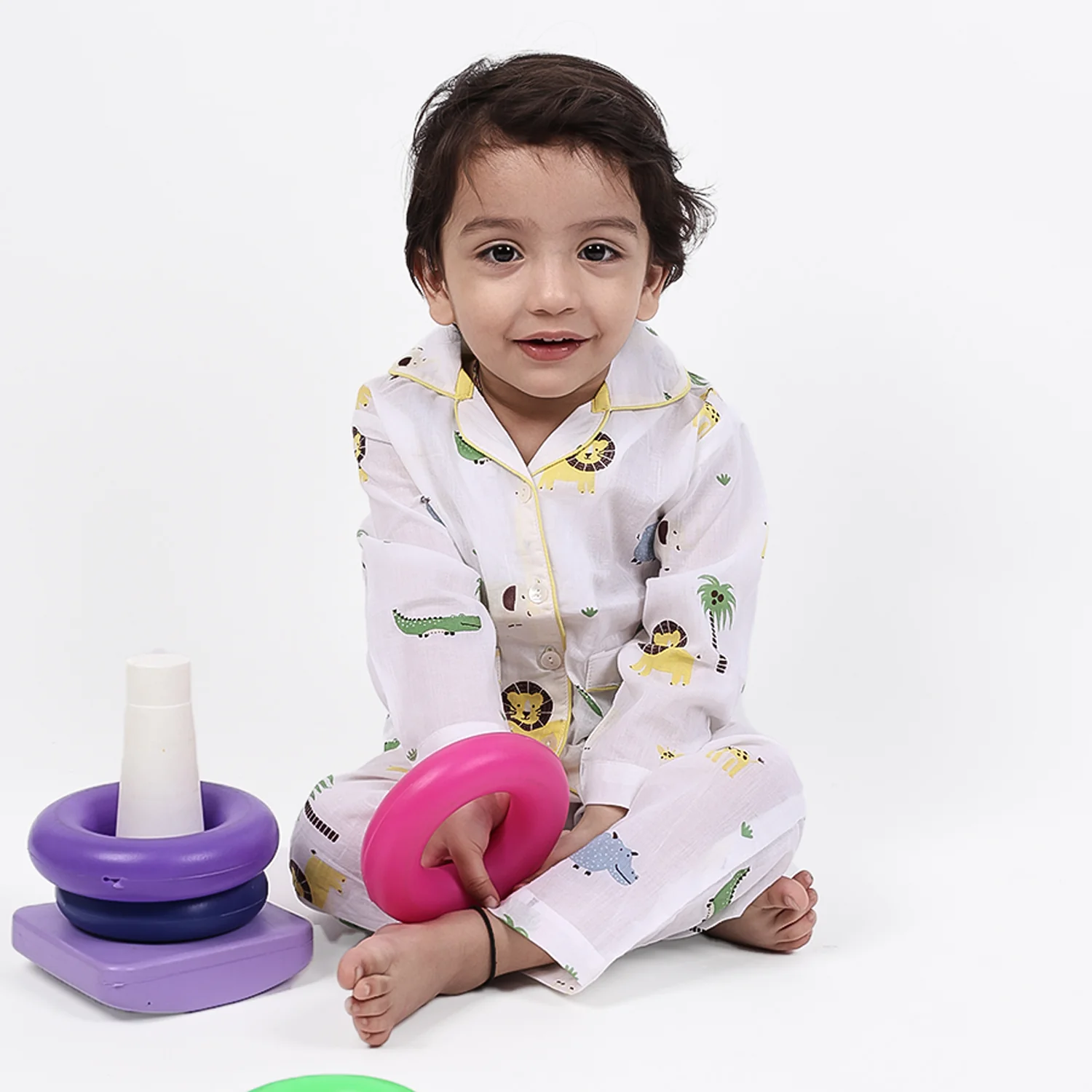 Organic Cotton Unisex Kids Pajama Set Combo | Night Suit | Sleepwear | Lion - Image 5