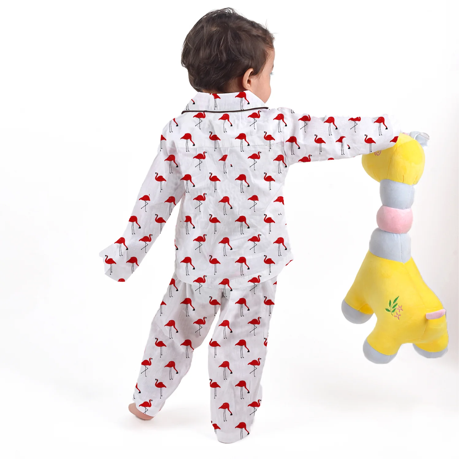 Organic Cotton Unisex Kids Pajama Set Combo | Night Suit | Sleepwear | Red Flamingo - Image 5
