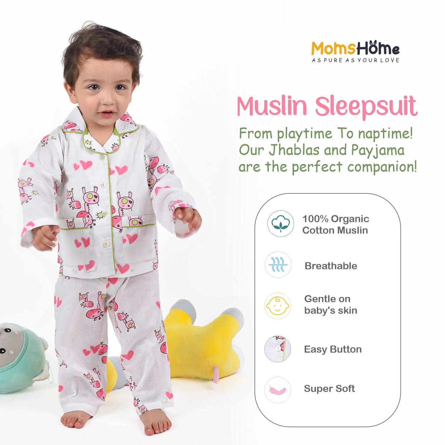 Organic Cotton Unisex Kids Pajama Set Combo | Night Suit | Sleepwear | Red Flamingo - Image 6