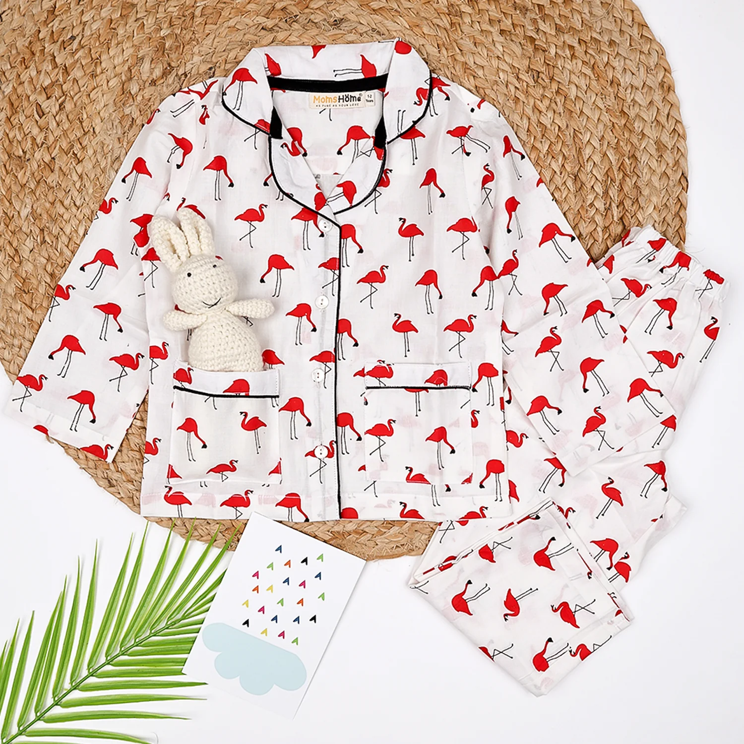 Organic Cotton Unisex Kids Pajama Set Combo | Night Suit | Sleepwear | Red Flamingo - Image 7
