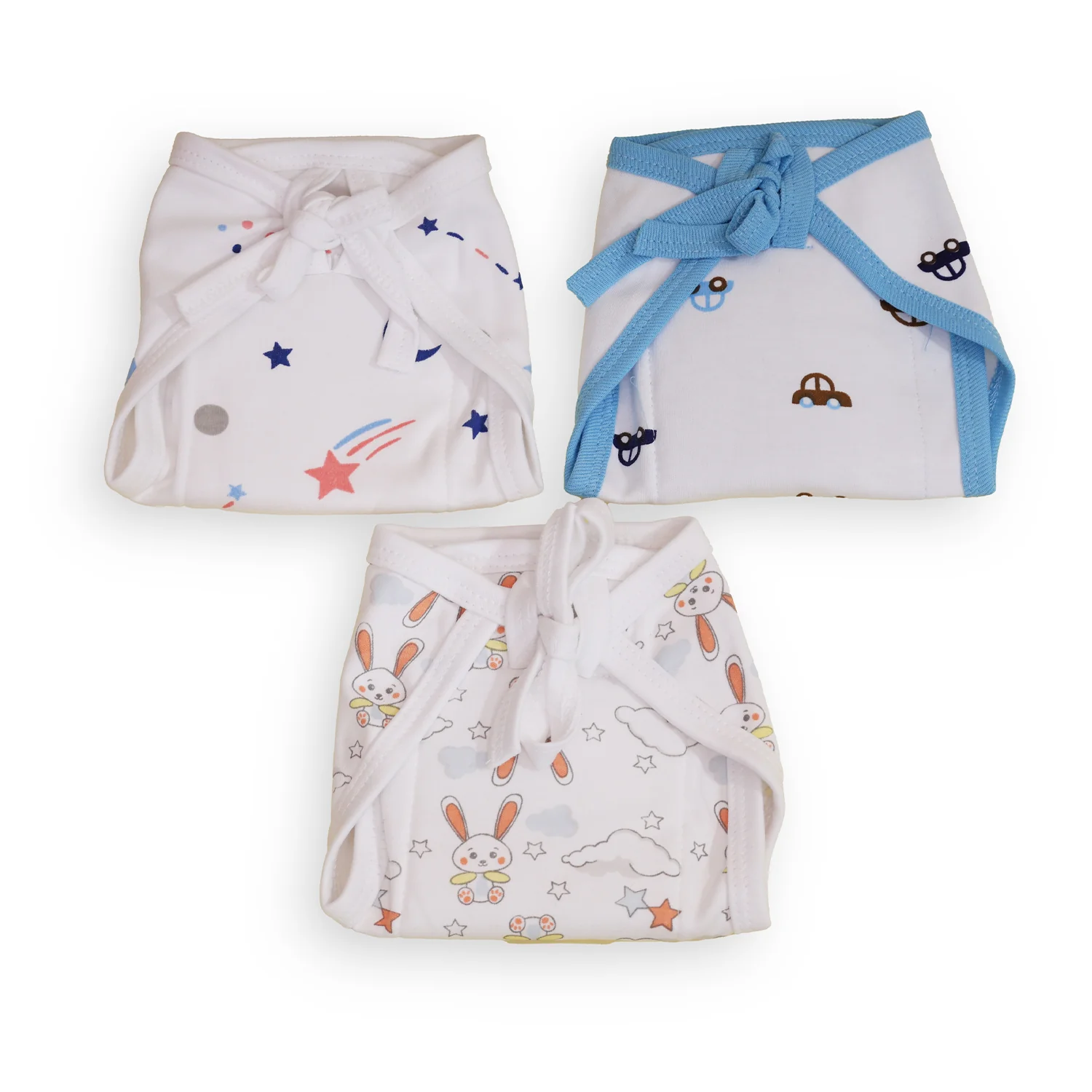 Printed Cushioned Nappies Combo | Organic Cotton Nappies For New Born Baby | 0-6 Months | Galaxy, Car, Bunny | Pack of 3 - Image 9