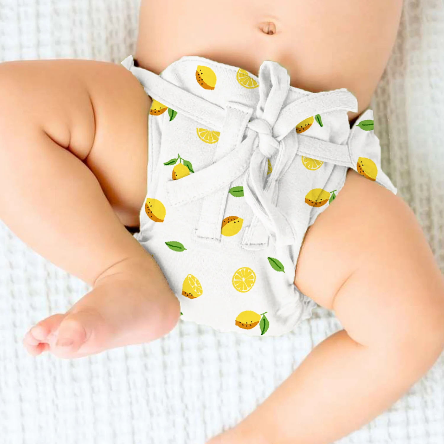 Printed Cushioned Nappies Combo | Organic Cotton Nappies For New Born Baby | 0-6 Months | Heart, Lemon, Bunny | Pack of 3 - Image 2