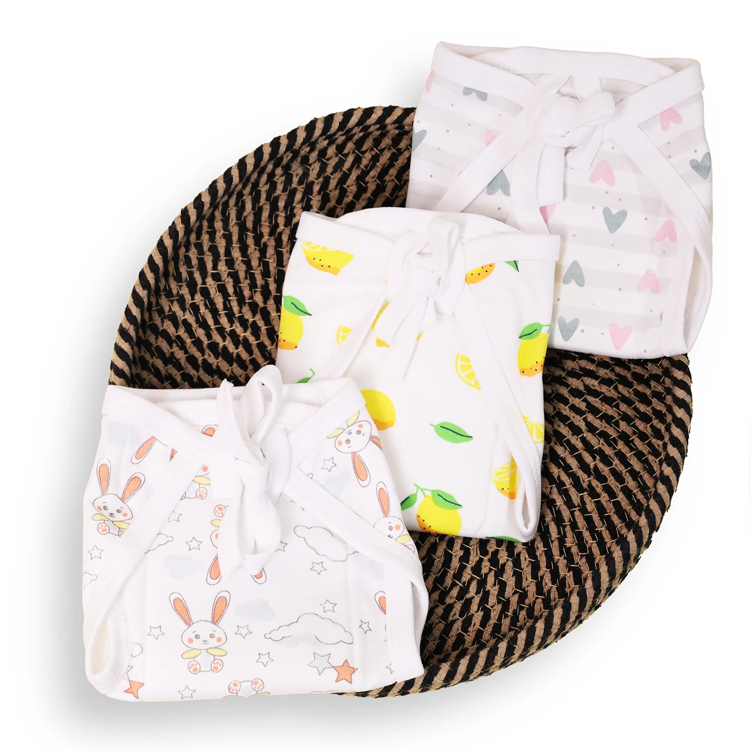 Printed Cushioned Nappies Combo | Organic Cotton Nappies For New Born Baby | 0-6 Months | Heart, Lemon, Bunny | Pack of 3 - Image 8