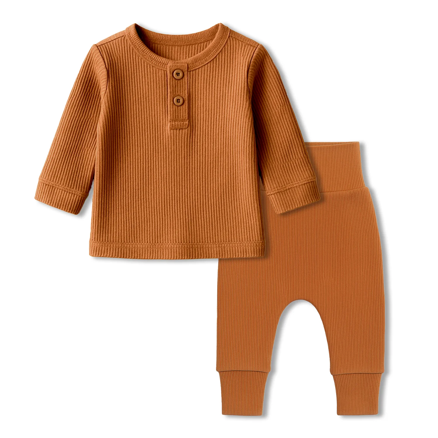 Ribbed Organic Cotton Co-ord Set For Newborn Baby | Soft & Breathable Baby Outfit | Baby Dress | 0-6 Months - Image 2