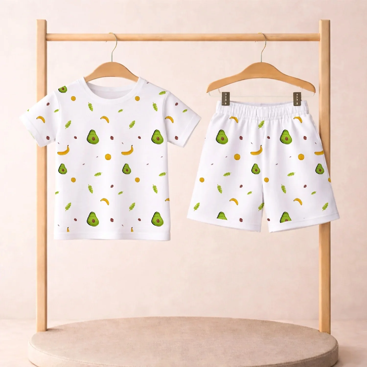 T-Shirt & Shorts Co-ord Set for Kids | Elegant & Comfortable Summer Wear | Organic Cotton Clothing Set | Avocado | Pack of 1 - Image 2