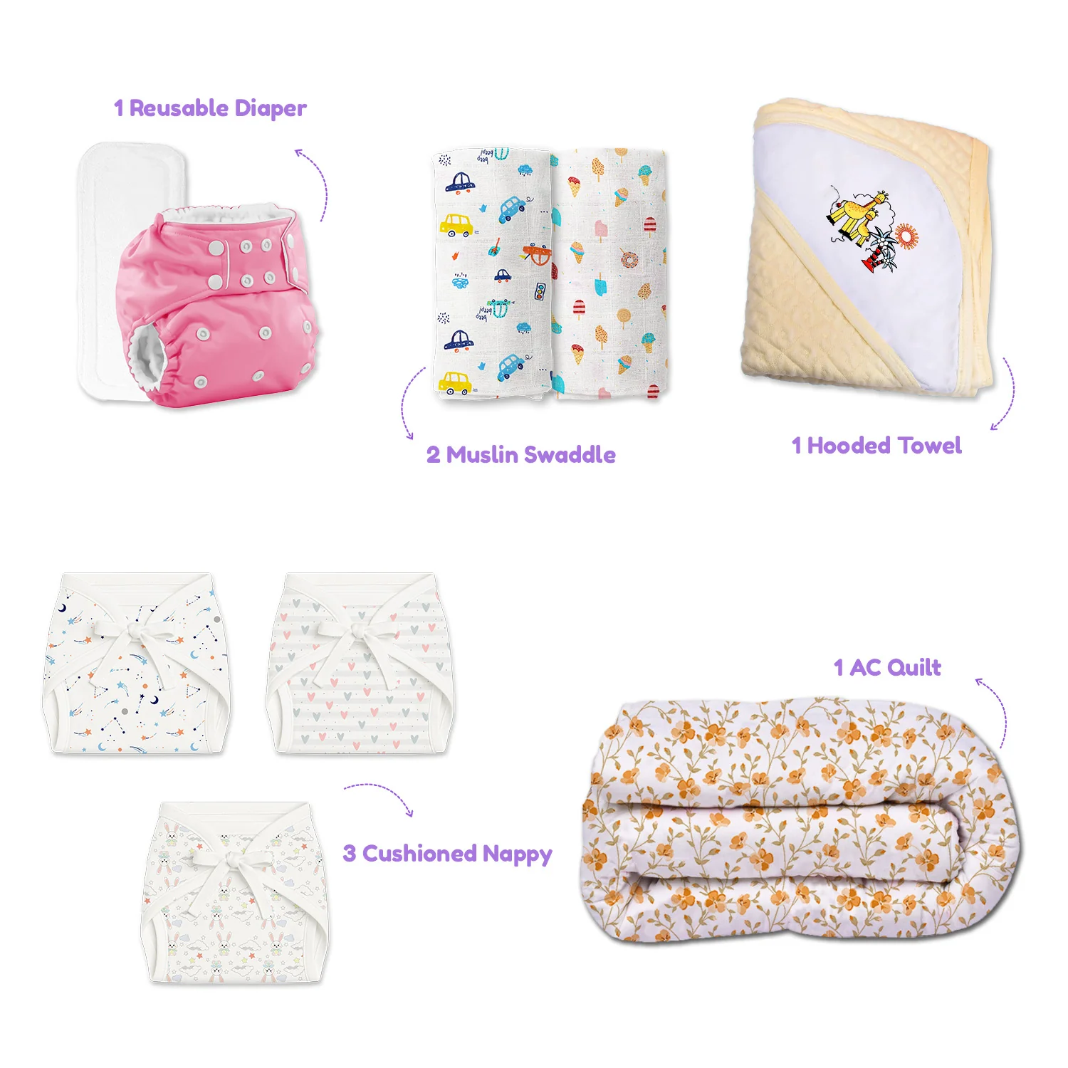 Winter Hospital Kit For Newborn Baby | New Born Baby Essentials Gift Combo | 18 Items | Mixed Design - Image 6
