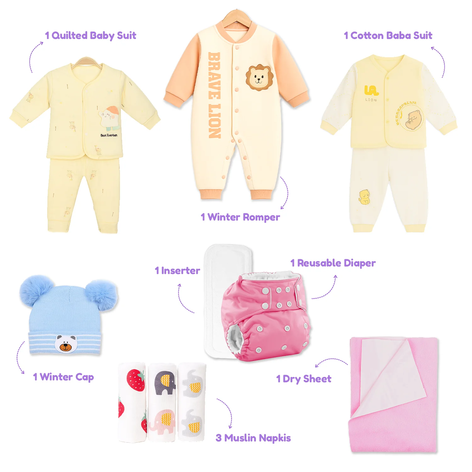 Winter Hospital Kit For Newborn Baby | New Born Baby Essentials Gift Combo | 27 Items | Mixed Design - Image 8