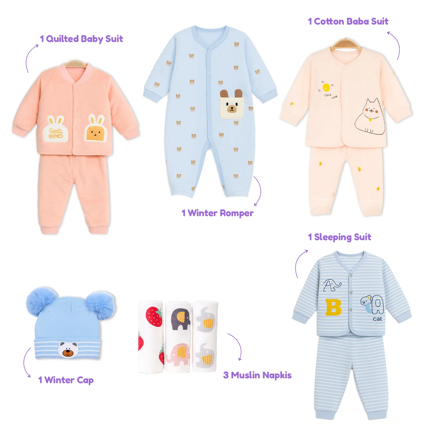 Winter Hospital Kit For Newborn Baby | New Born Baby Essentials Gift Combo | 35 Items | Mixed Design - Image 10