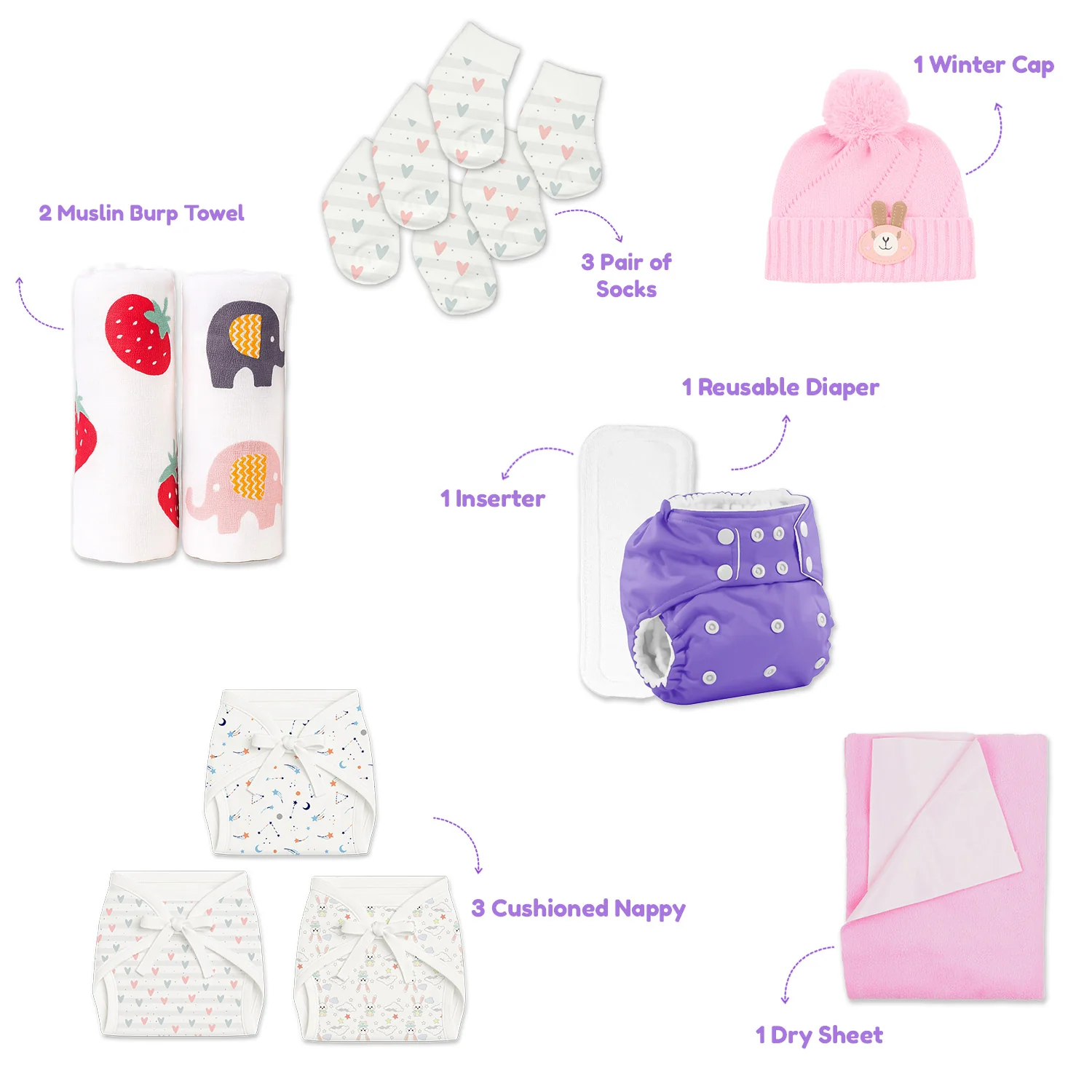 Winter Hospital Kit For Newborn Baby | New Born Baby Essentials Gift Combo | 35 Items | Mixed Design - Image 8