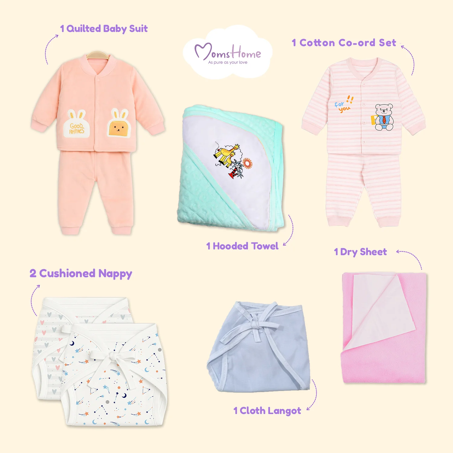 Hospital Kit For Newborn Baby | New Born Baby Essentials Gift Combo | 20 Items | 0-6 Months | Mixed Design - Image 2