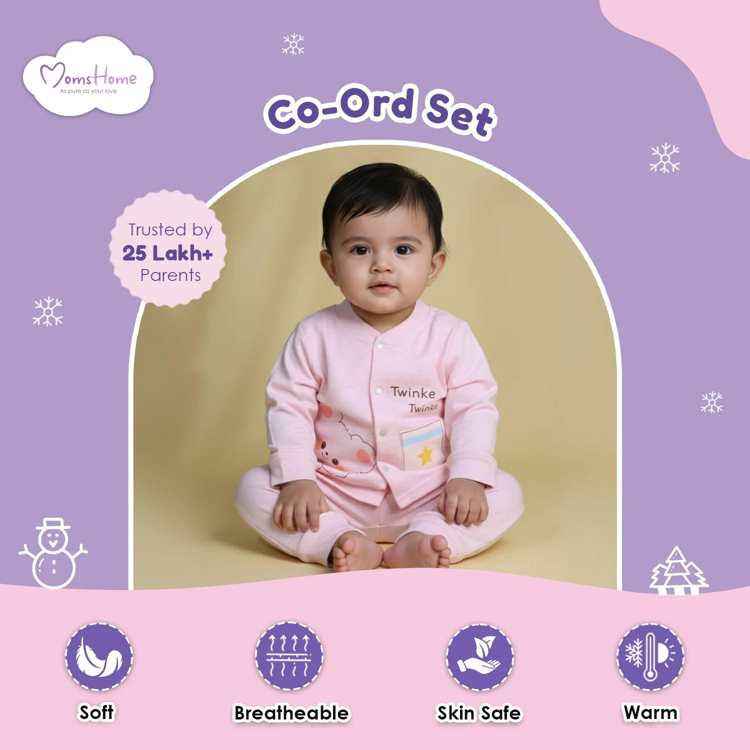 Winter Warm Full Sleeve Co-ord Sets For Baby | Cotton Baby Clothing Set | Cute Cat | Set of 1 - Image 2