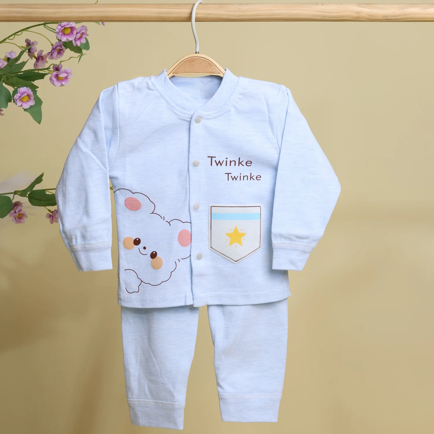 Winter Warm Full Sleeve Co-ord Sets For Baby | Cotton Baby Clothing Set | Cute Cat | Set of 1 - Image 3
