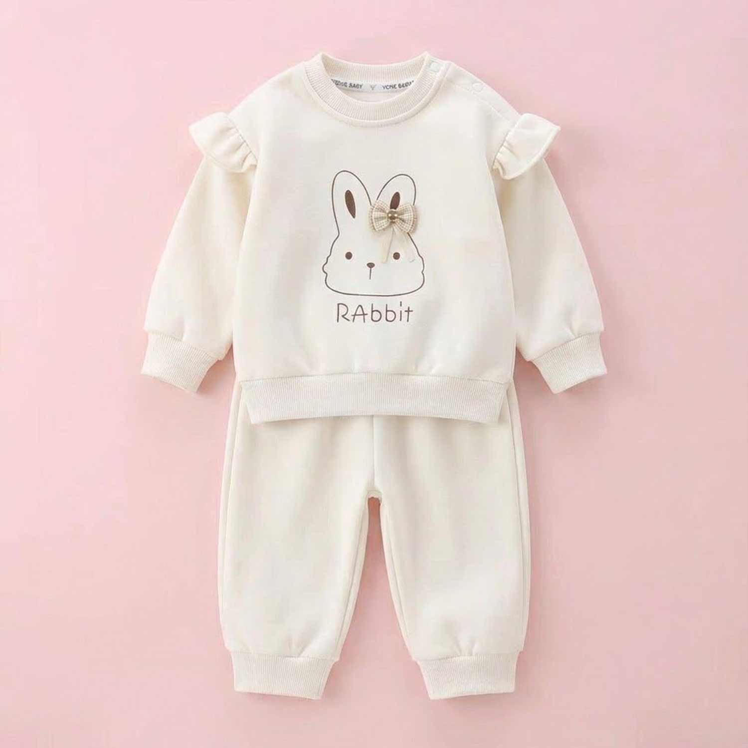 Winter Warm Full Sleeve Co-ord Sets For Baby | Cotton Baby Clothing Set For Infant and Toddler | Rabbit | Set of 1 - Image 2