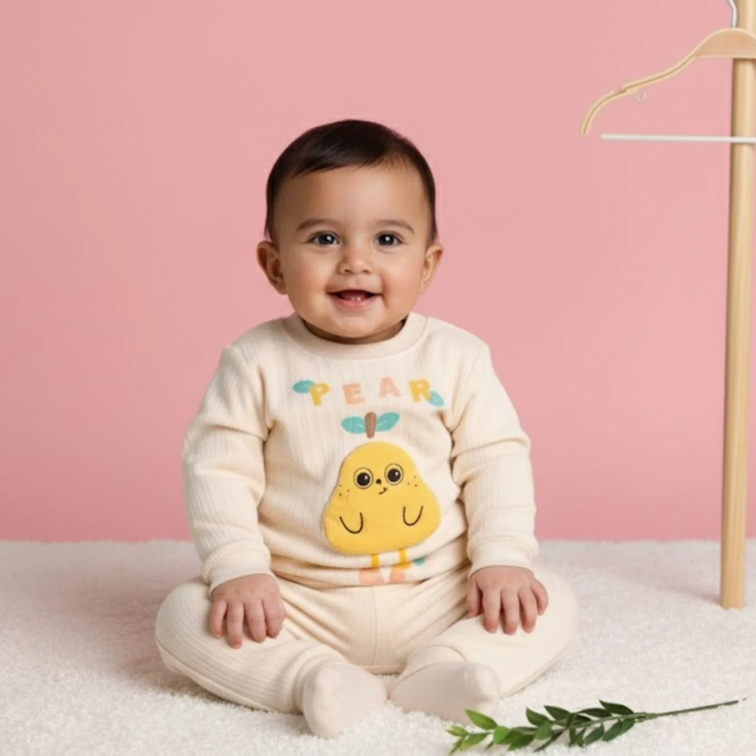 Winter Warm Full Sleeve Co-ord Sets For Baby | Cotton Baby Clothing Set | Pear | Set of 1 - Image 2