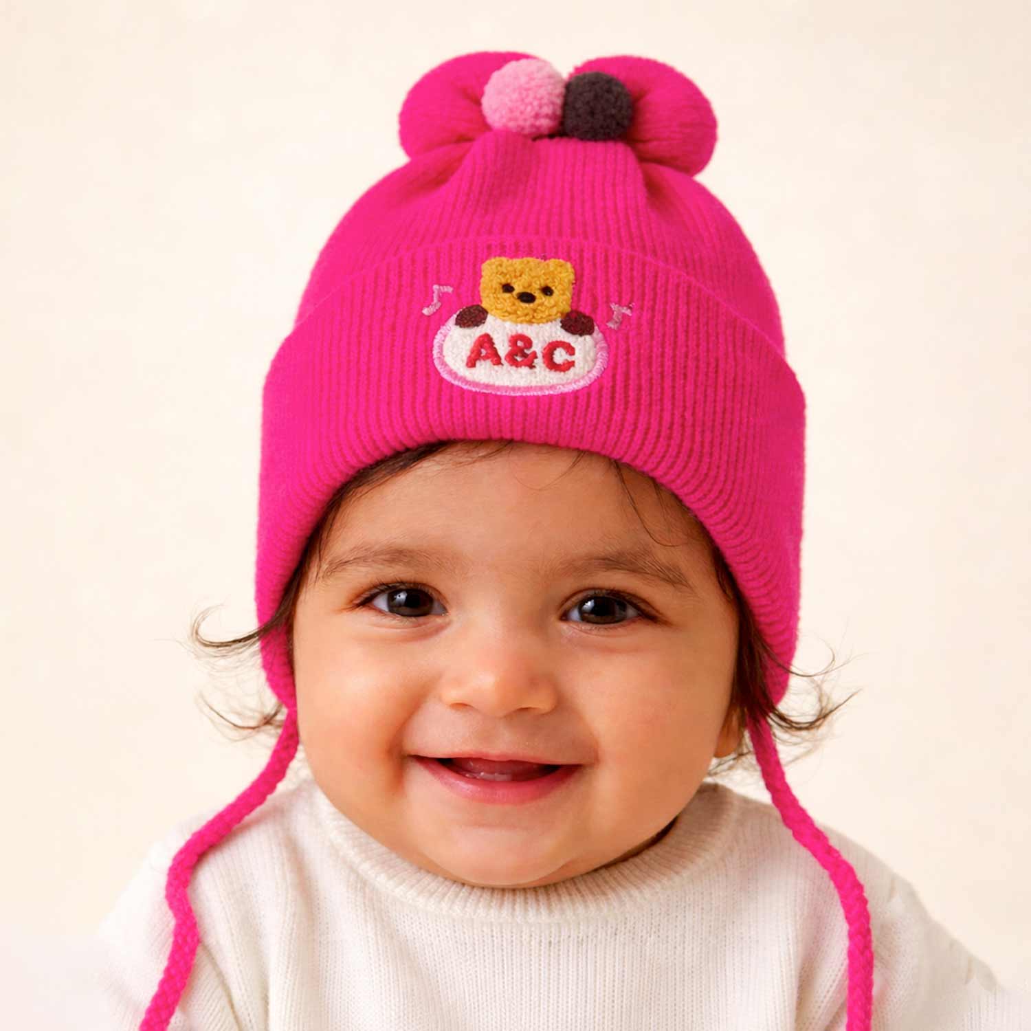 Winter Warm Woolen Baby Cap For 0–12 Months | Soft Infant Beanie Hat | Newborn Winter Headwear | Pack of 2 - Image 2
