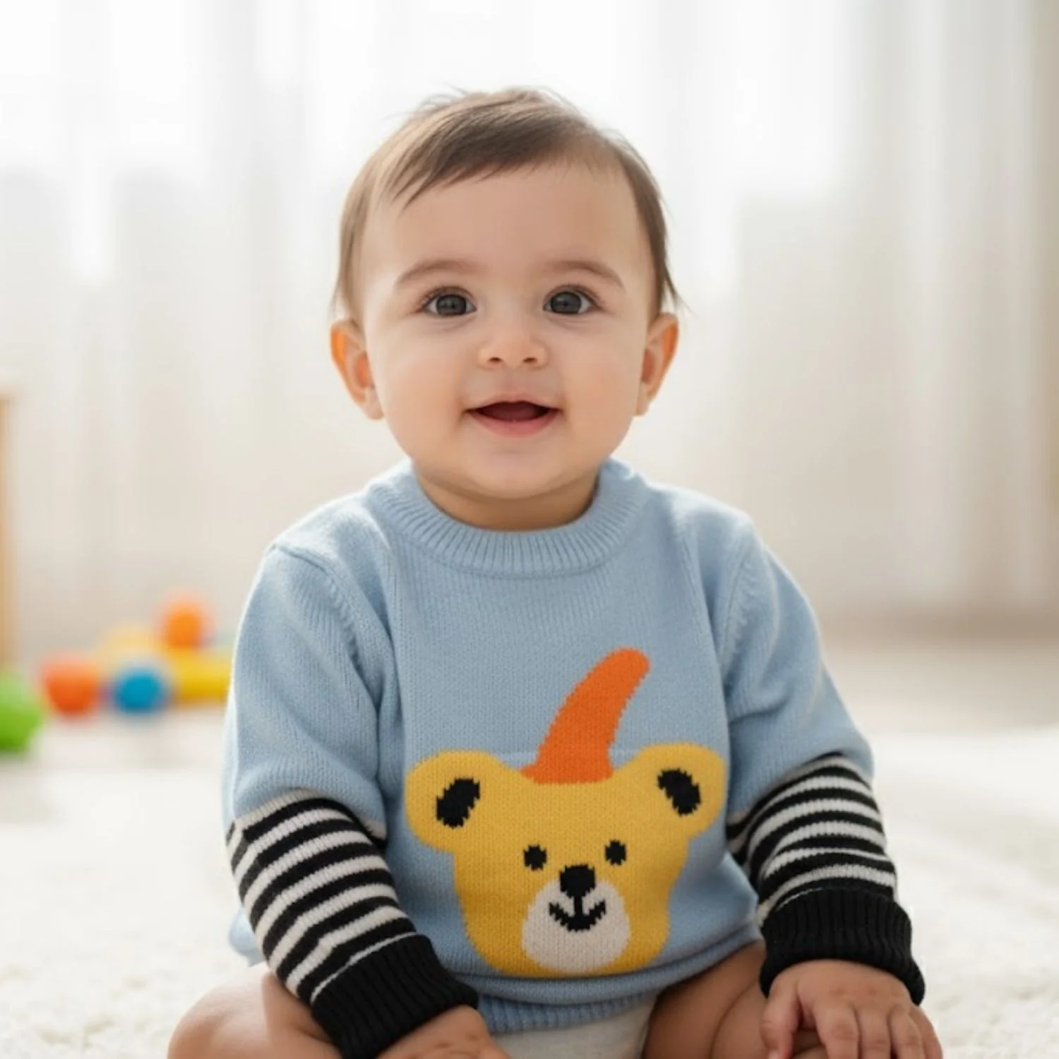 Winter Warm Woollen Full Sleeve Sweater For Baby | Bear | Pack of 1 - Image 3
