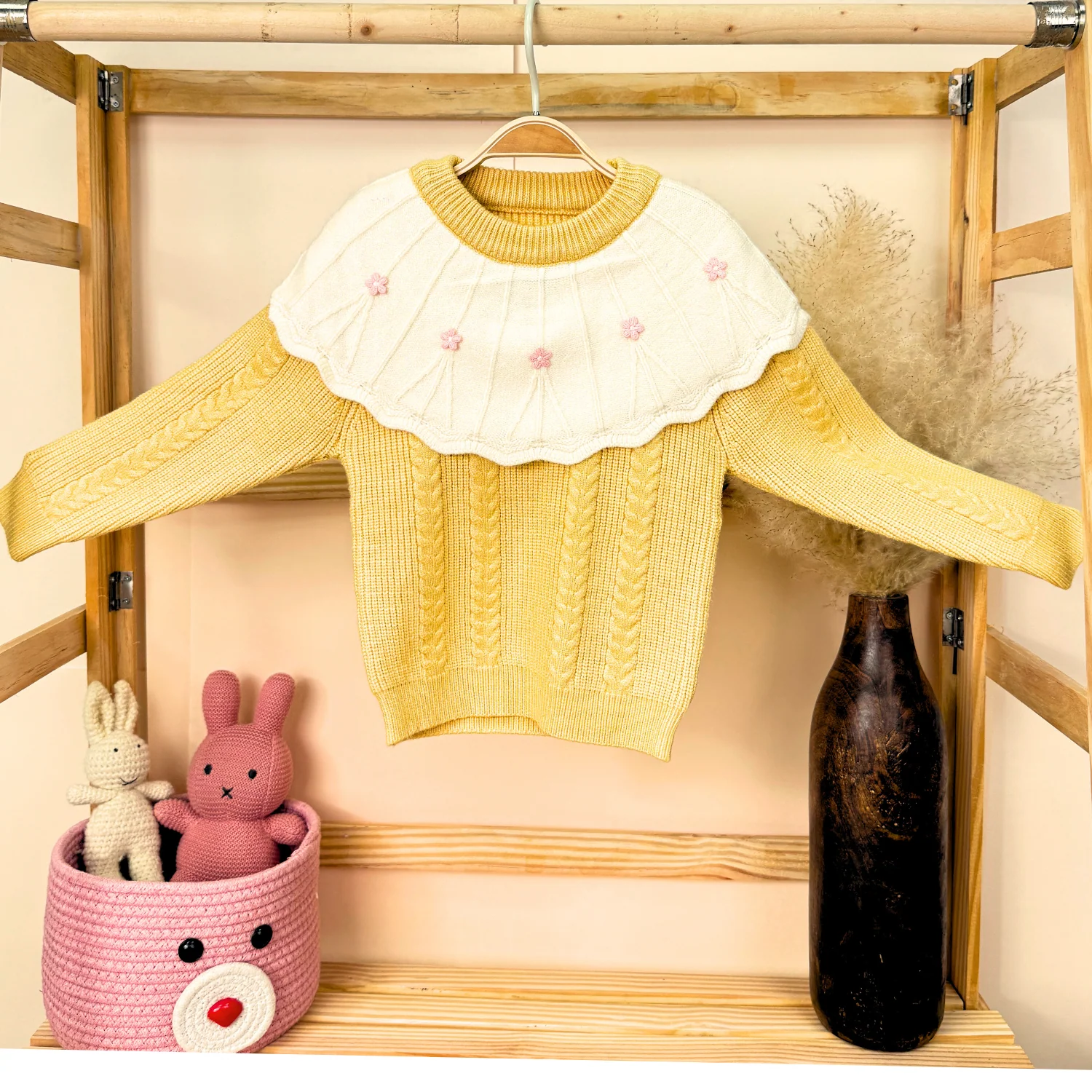 Winter Warm Woollen Full Sleeve Sweater For Baby | Flower | Pack of 1 - Image 3