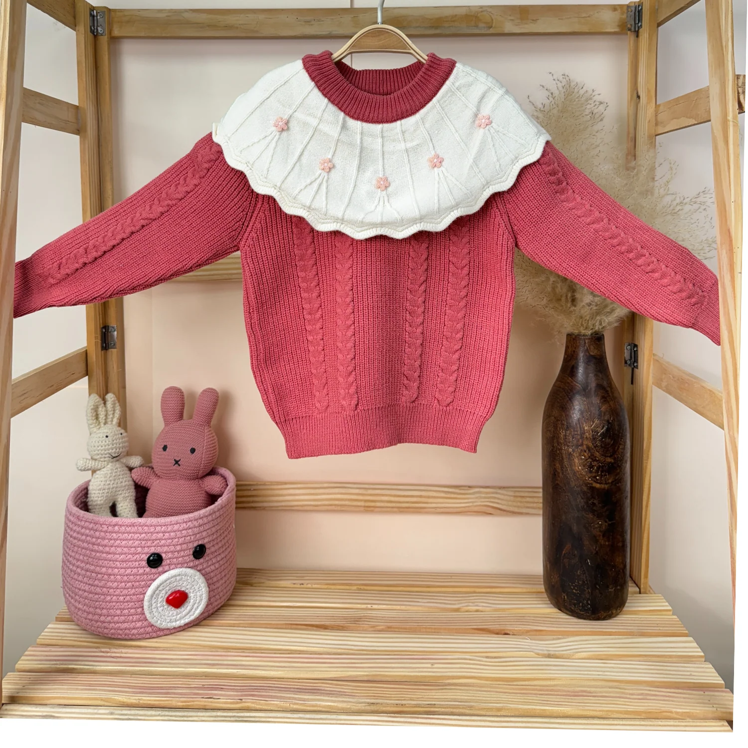 Winter Warm Woollen Full Sleeve Sweater For Baby | Flower | Pack of 1 - Image 4