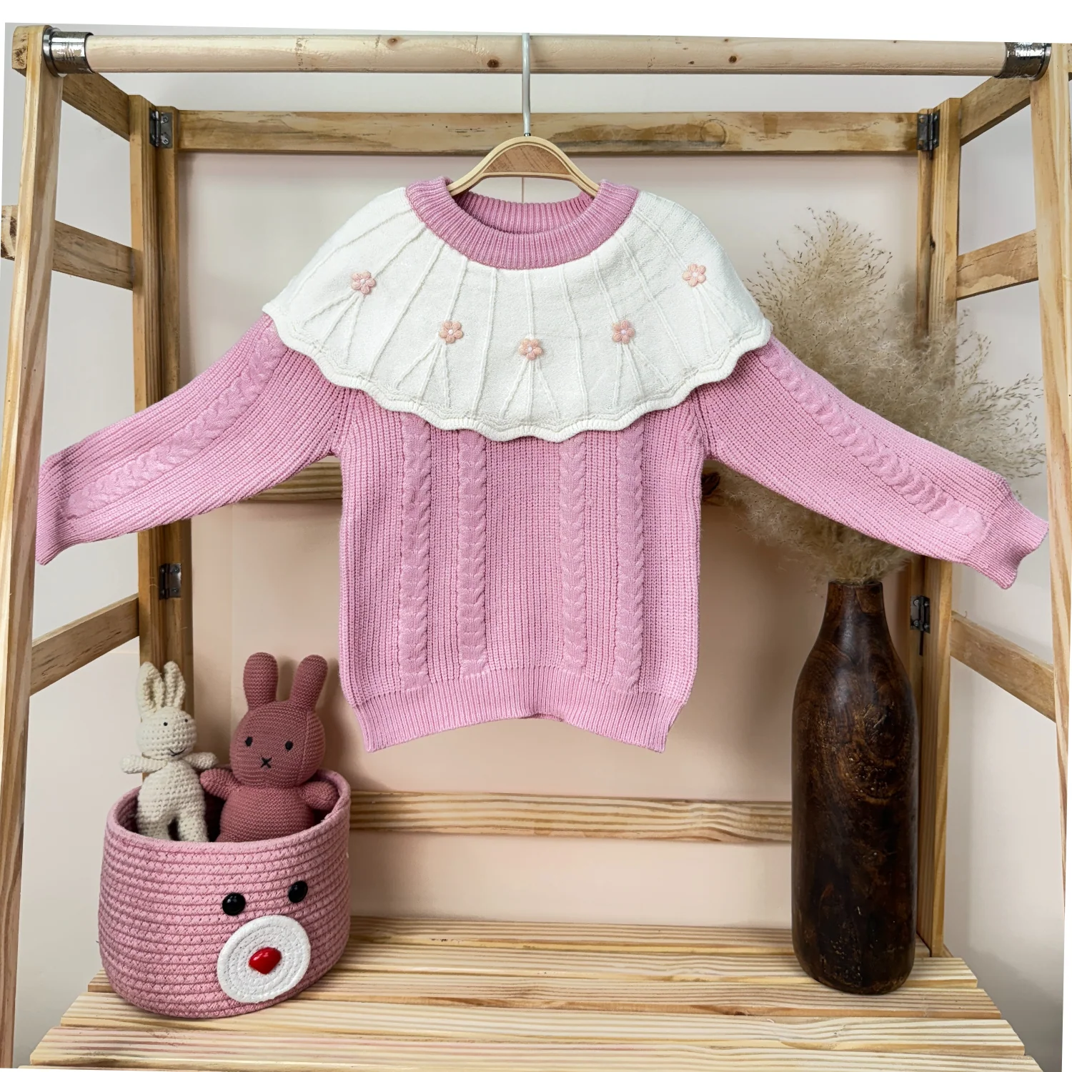 Winter Warm Woollen Full Sleeve Sweater For Baby | Flower | Pack of 1 - Image 5