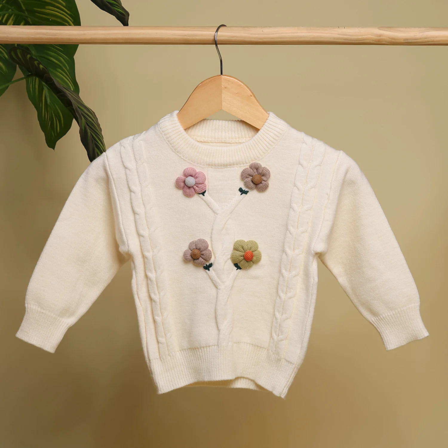 Winter Warm Woollen Full Sleeve Sweater For Baby | Flower | Pack of 1 - Image 4