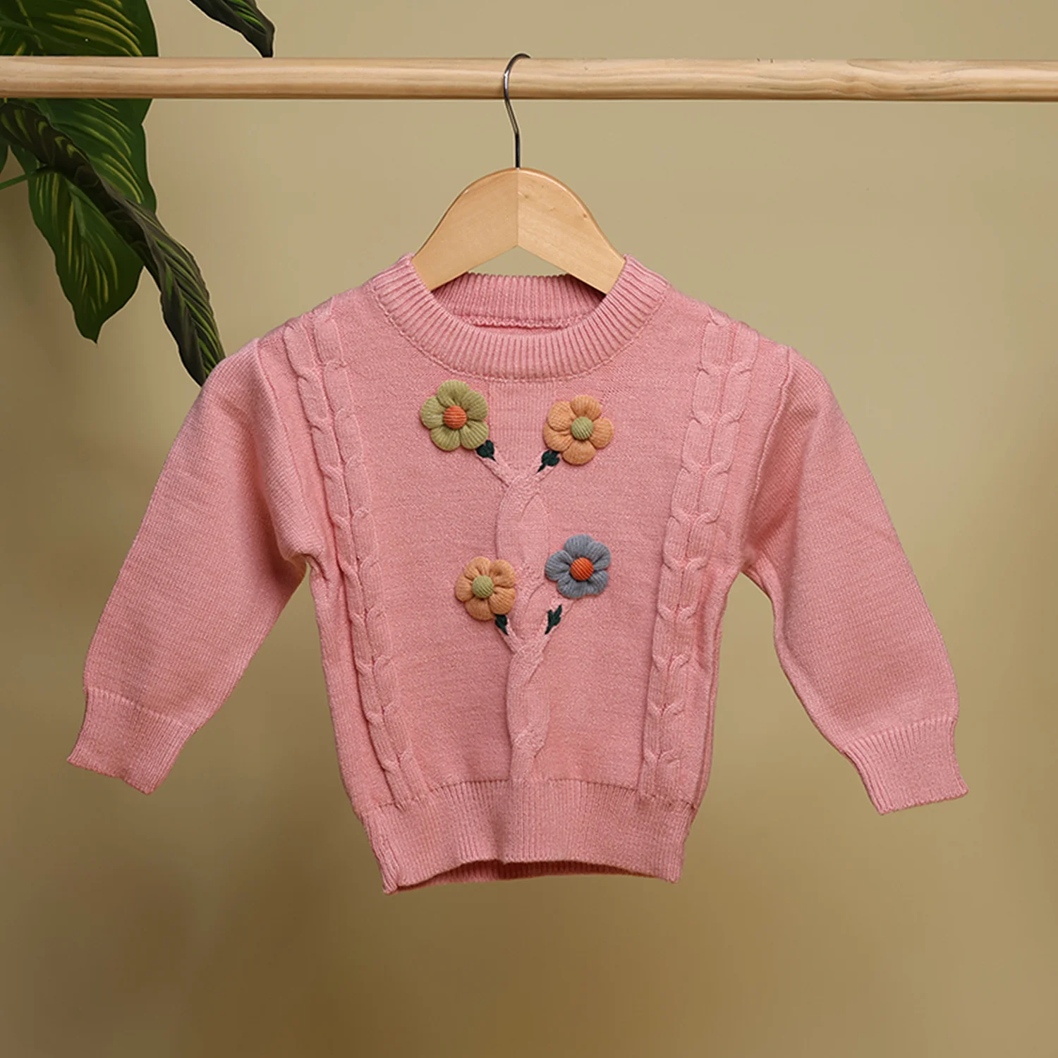Winter Warm Woollen Full Sleeve Sweater For Baby | Flower | Pack of 1 - Image 5