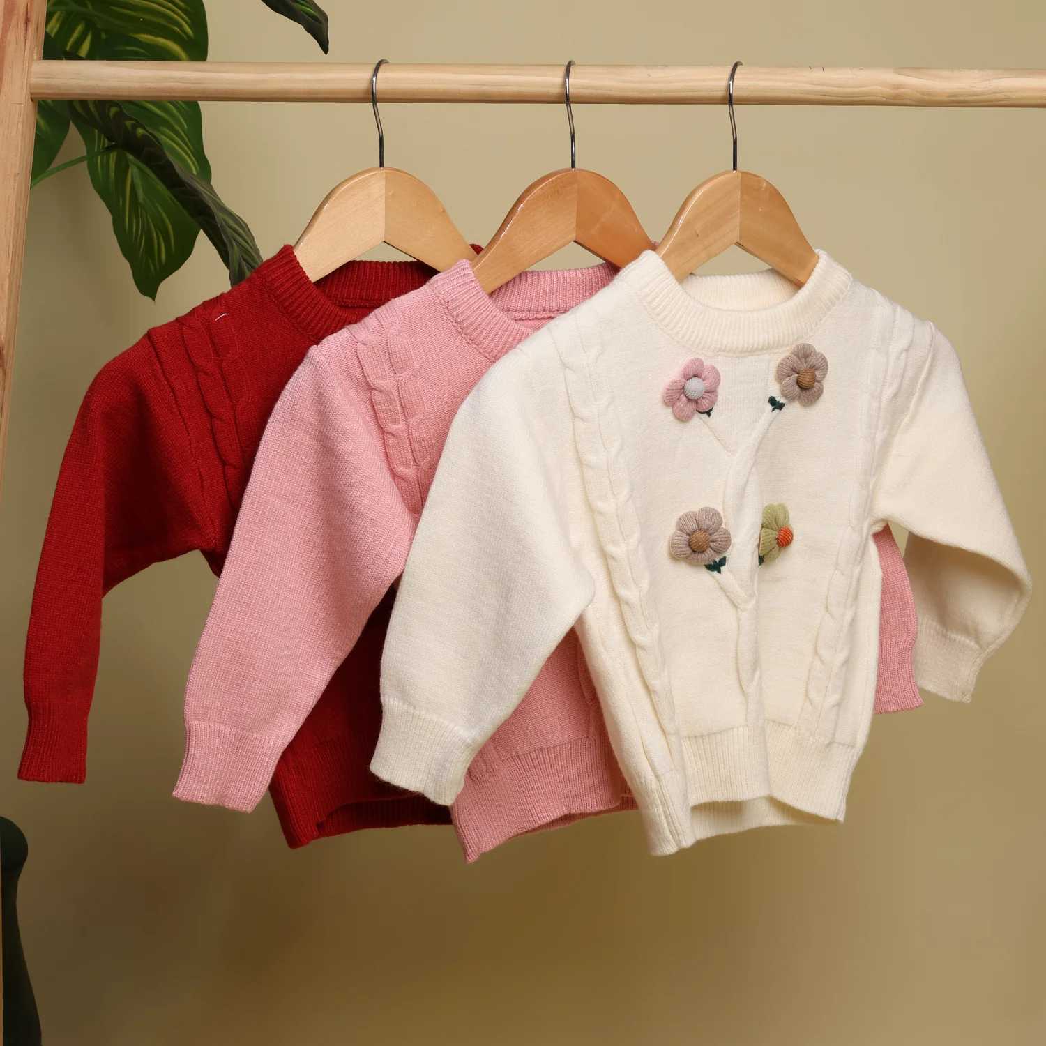 Winter Warm Woollen Full Sleeve Sweater For Baby | Flower | Pack of 1 - Image 6