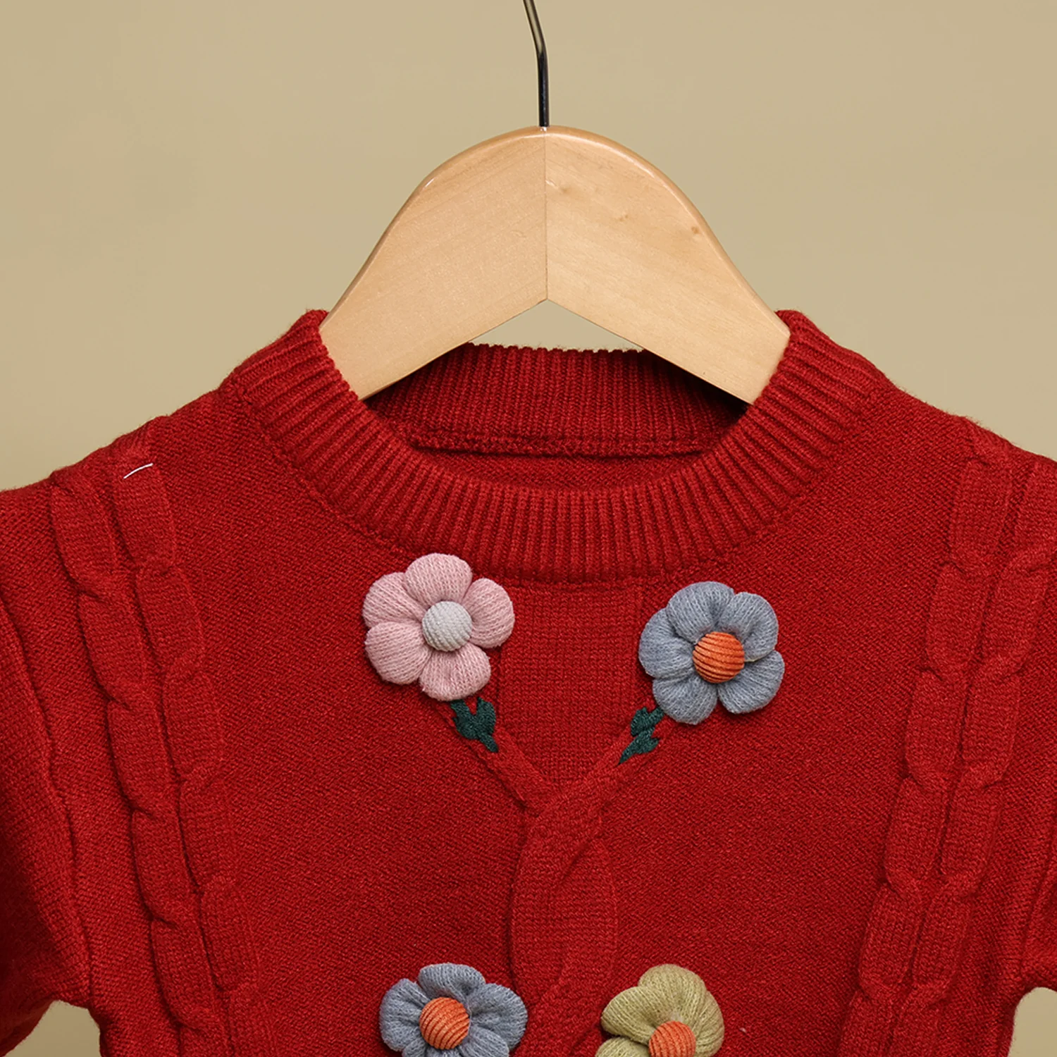 Winter Warm Woollen Full Sleeve Sweater For Baby | Flower | Pack of 1 - Image 8