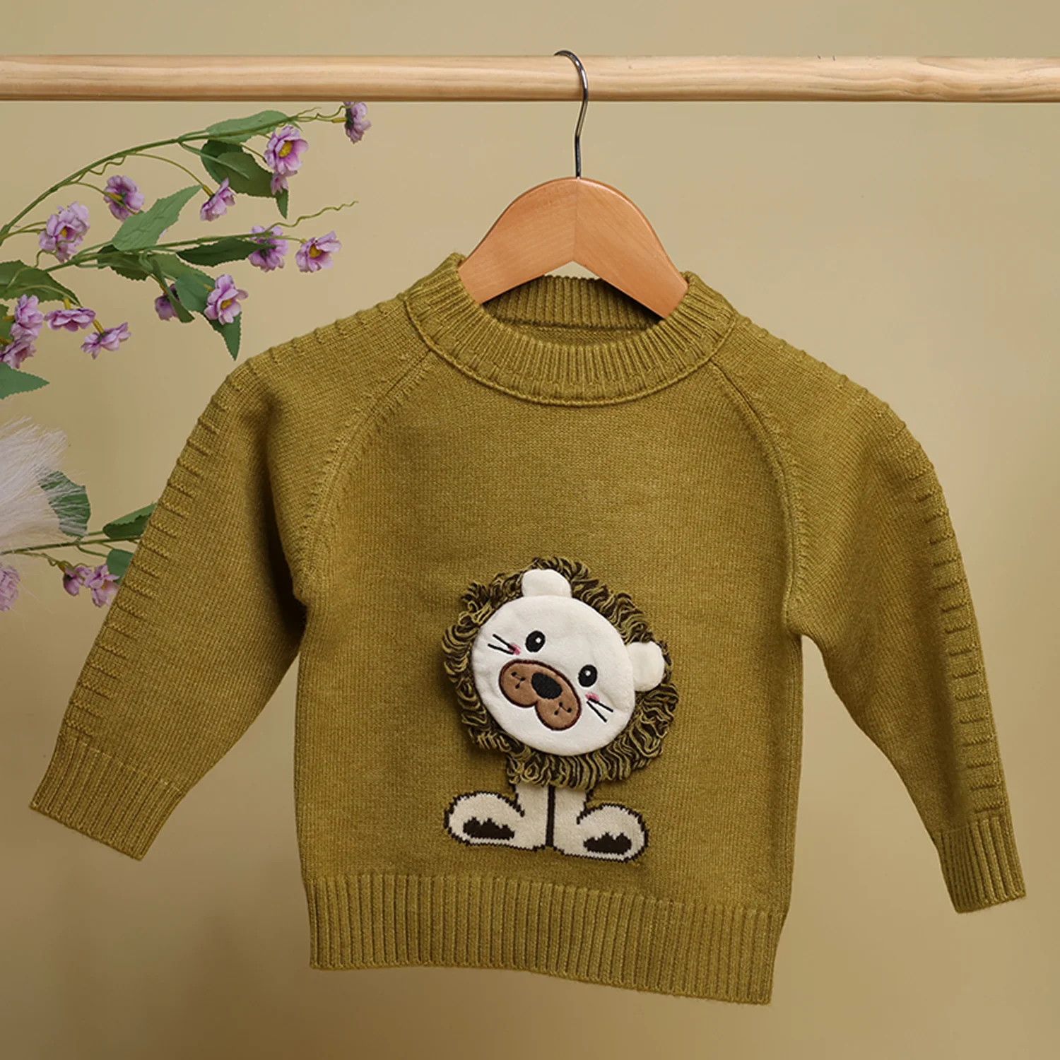Winter Warm Woollen Full Sleeve Sweater For Baby | Lion | Pack of 1 - Image 2