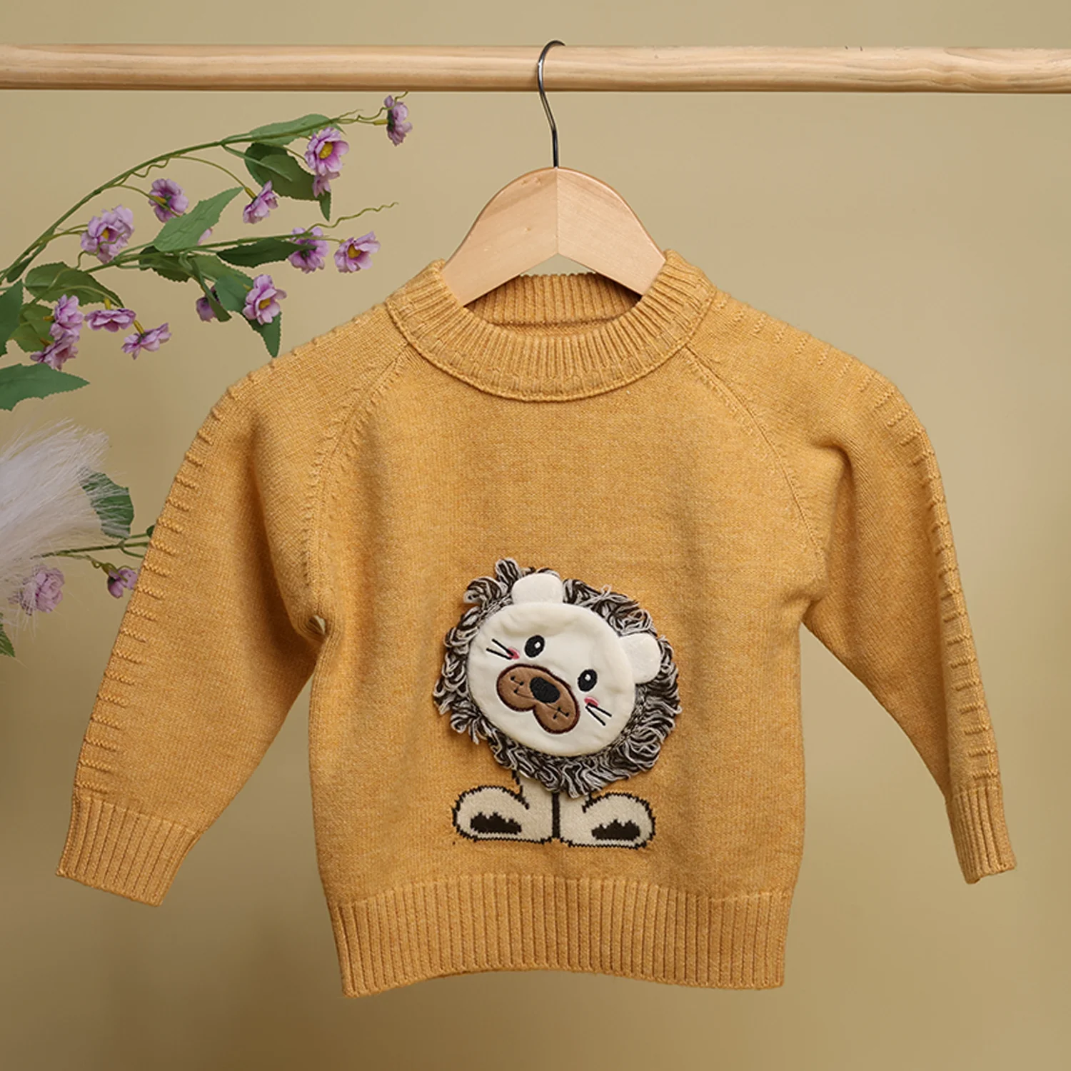 Winter Warm Woollen Full Sleeve Sweater For Baby | Lion | Pack of 1 - Image 4