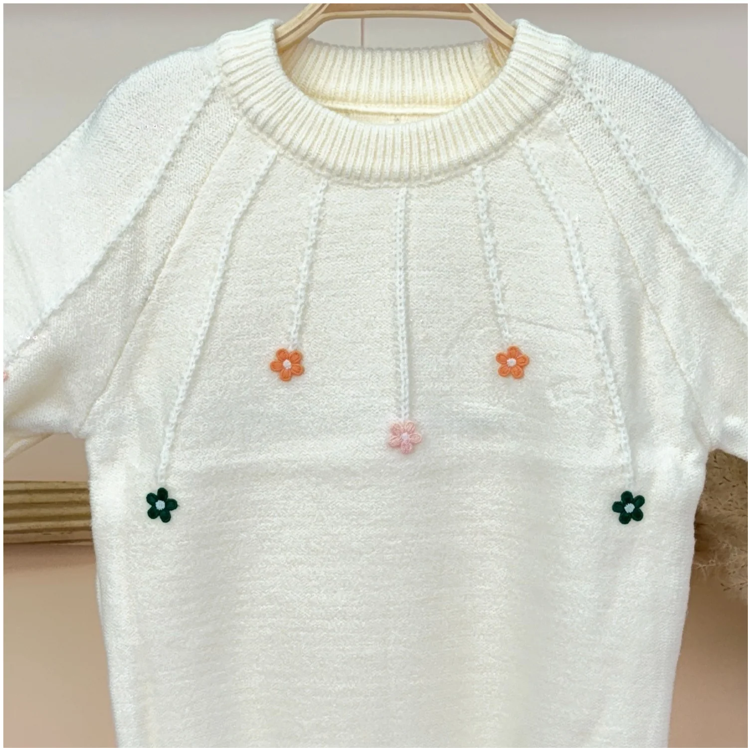 Winter Warm Woollen Full Sleeve Sweater For Baby | Multicolor Flowers | Pack of 1 - Image 6