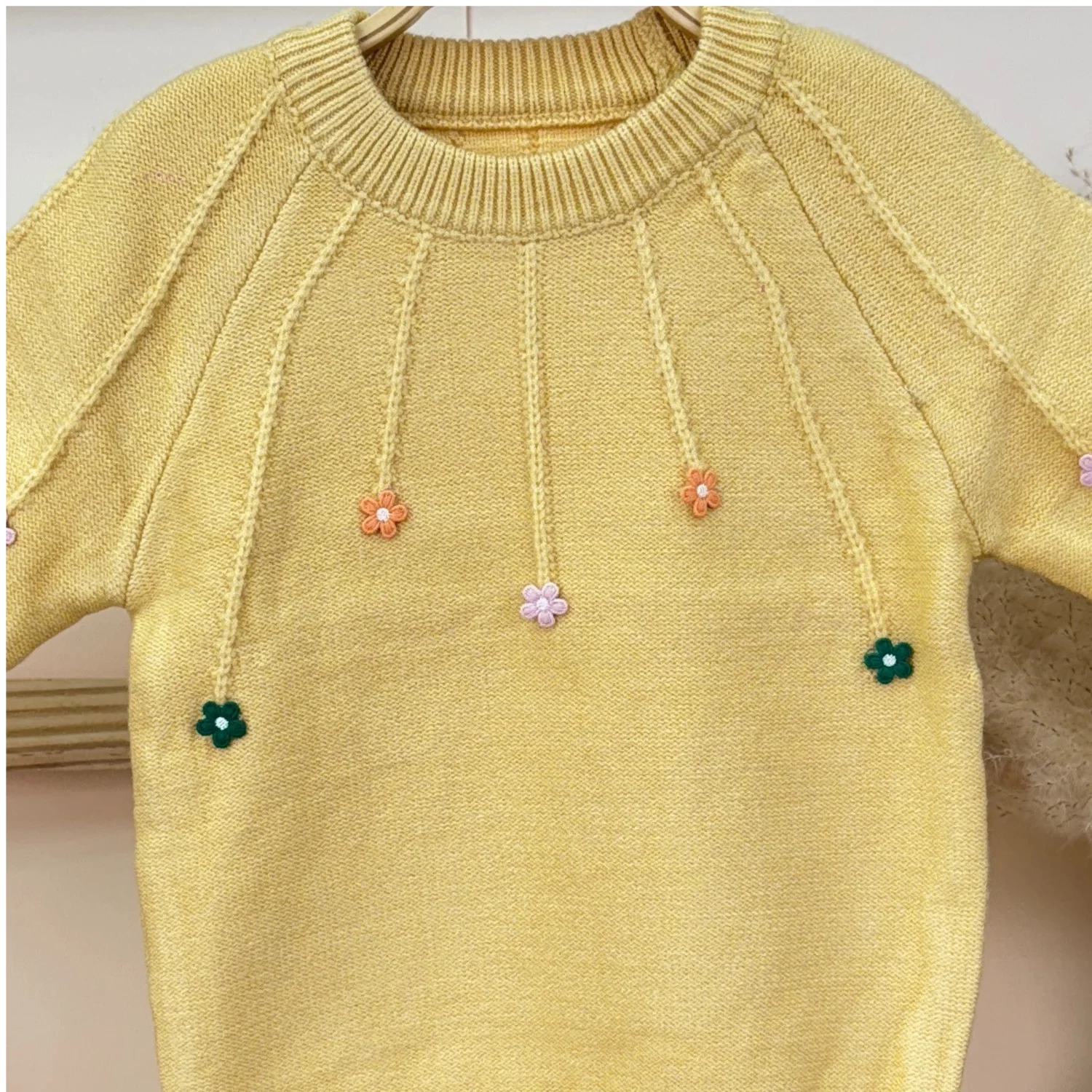 Winter Warm Woollen Full Sleeve Sweater For Baby | Multicolor Flowers | Pack of 1 - Image 7