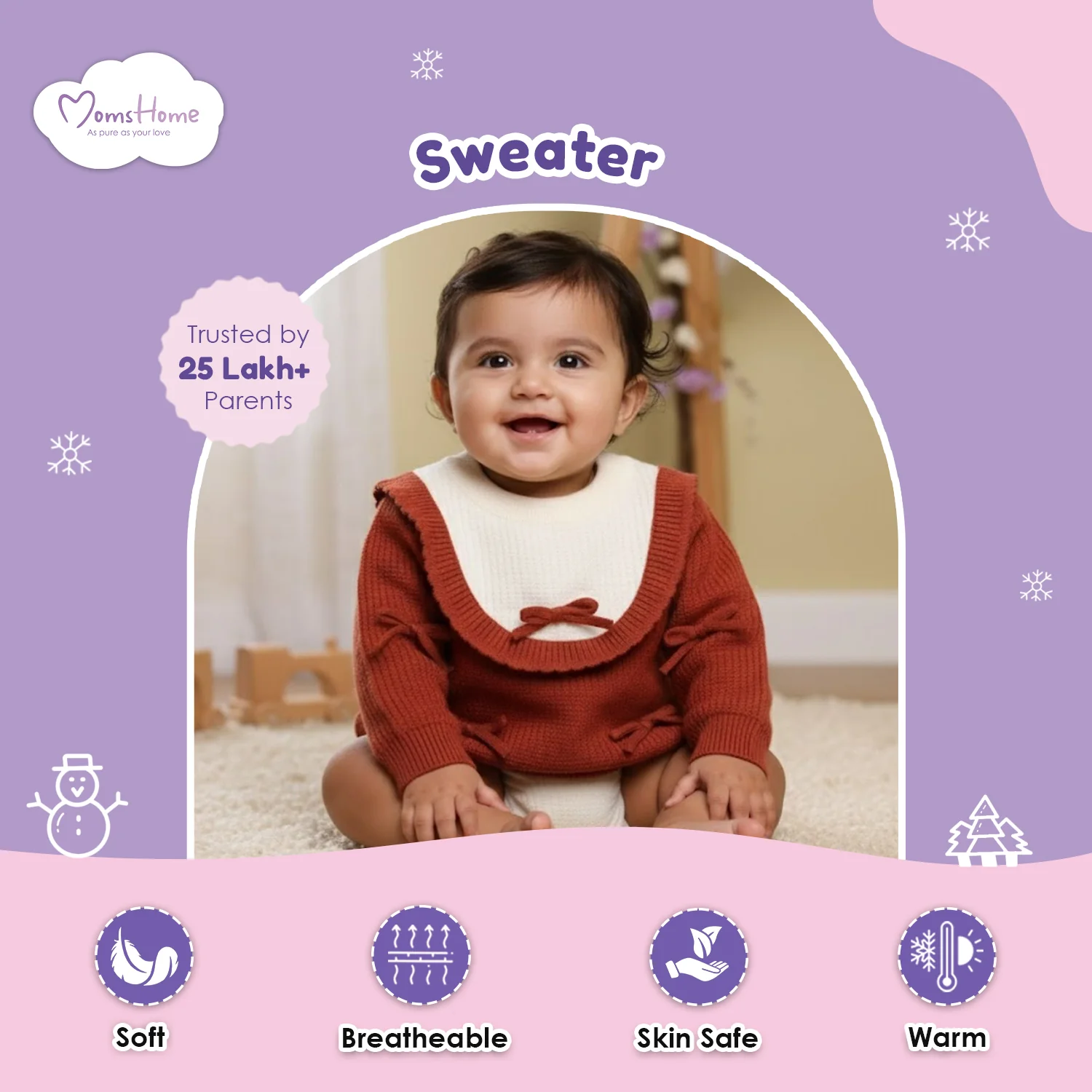 Winter Warm Woollen Full Sleeve Sweater For Baby | Pack of 1 - Image 3