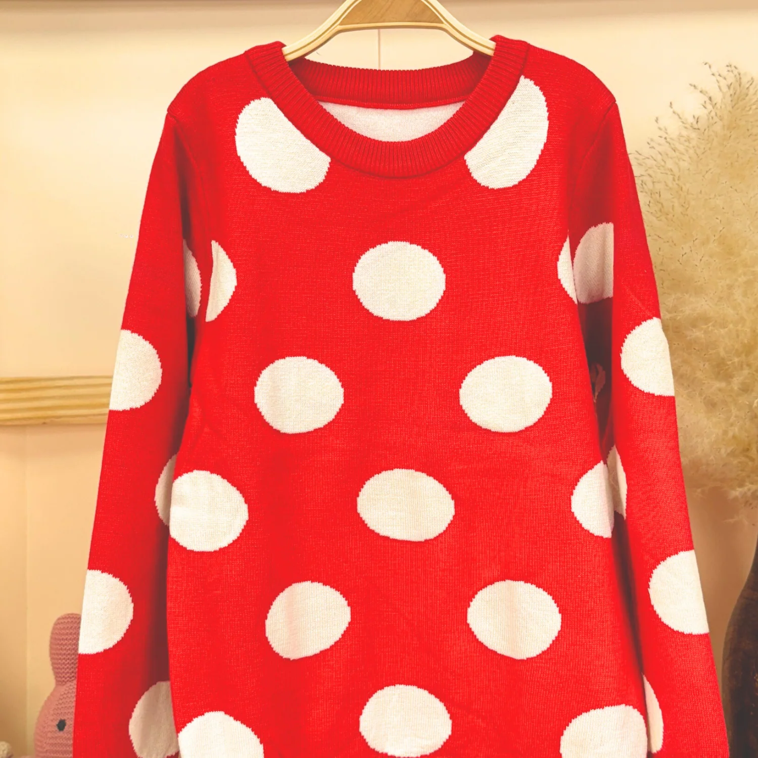 Winter Warm Woollen Full Sleeve Sweater For Baby | Red Dot | Pack of 1 - Image 3
