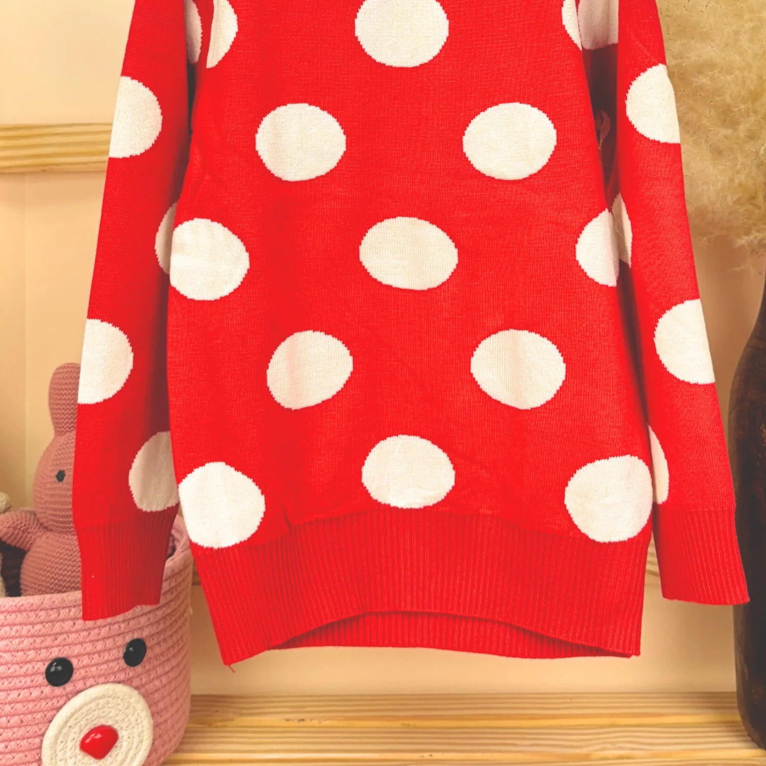 Winter Warm Woollen Full Sleeve Sweater For Baby | Red Dot | Pack of 1 - Image 4