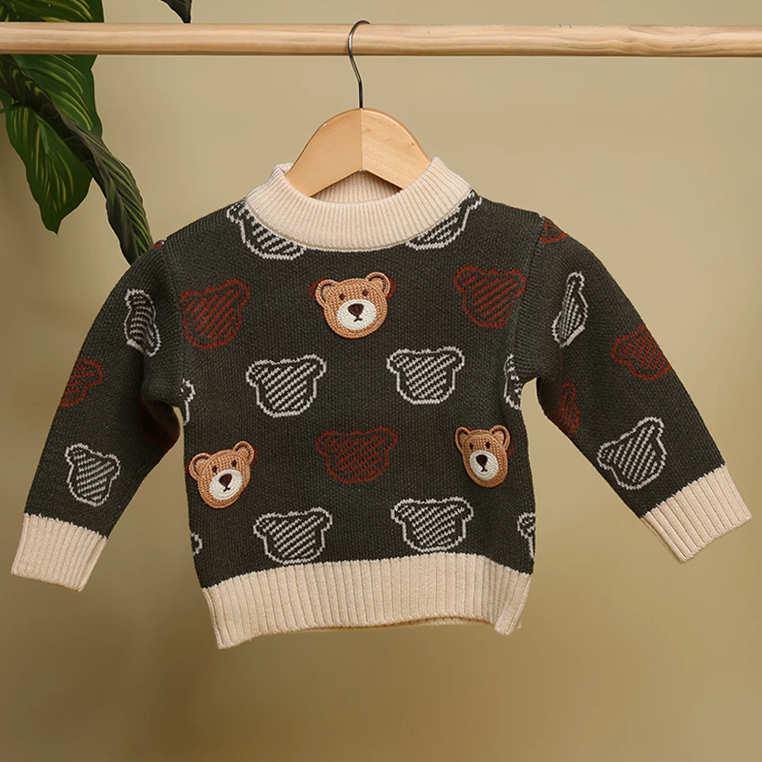 Winter Warm Woollen Full Sleeve Sweater For Baby | Bear | Pack of 1 - Image 4